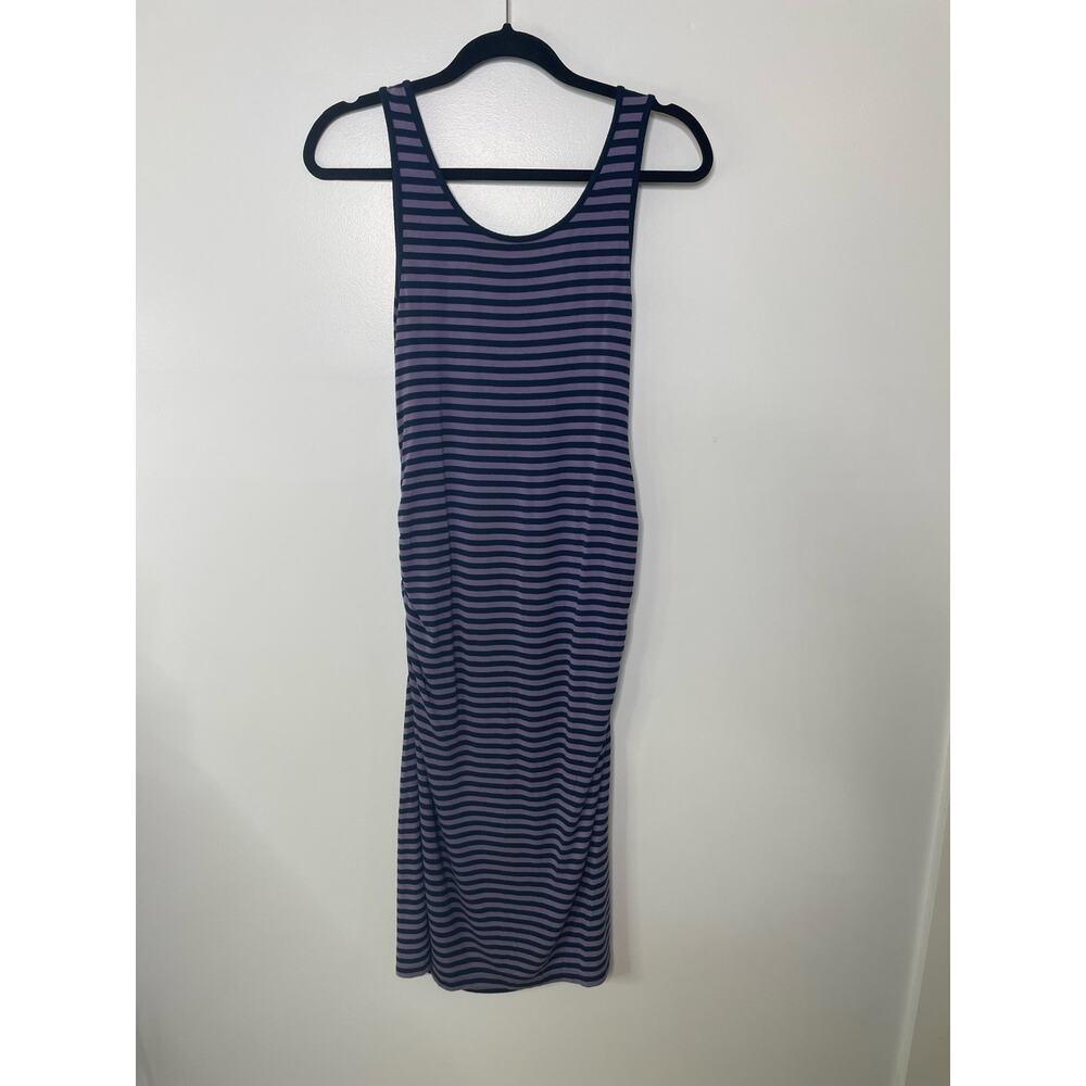 Liz Lange Sleeveless Striped Maternity Tank Dress Purple‎ Navy Womens Size Small - Picture 9 of 12